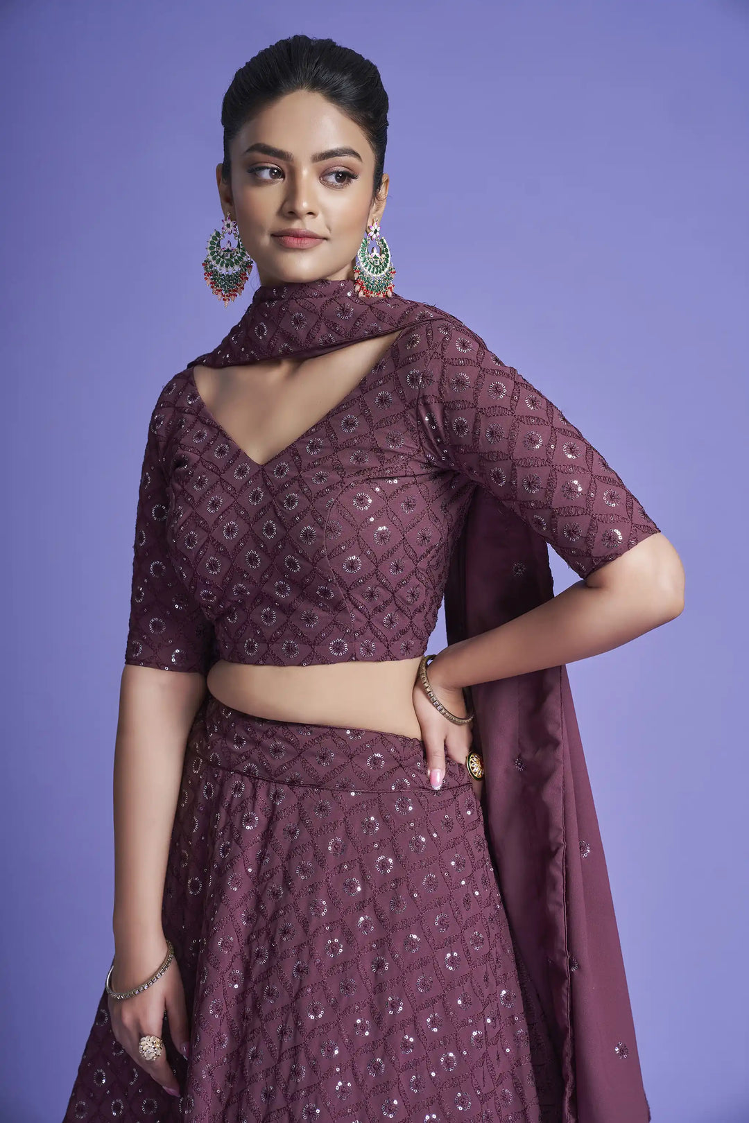 Georgette Lehengas with Thread & Sequin Embroidery | Wedding & Party Wear