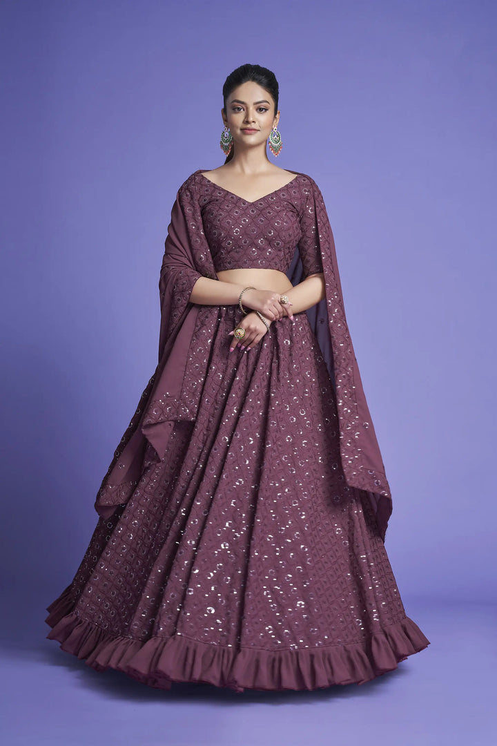 Georgette Lehengas with Thread & Sequin Embroidery | Wedding & Party Wear