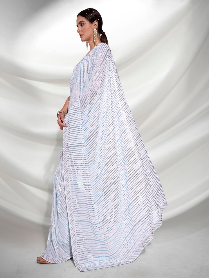Heavy Designer Georgette Saree with Art-Silk Blouse | Wedding Festive Wear