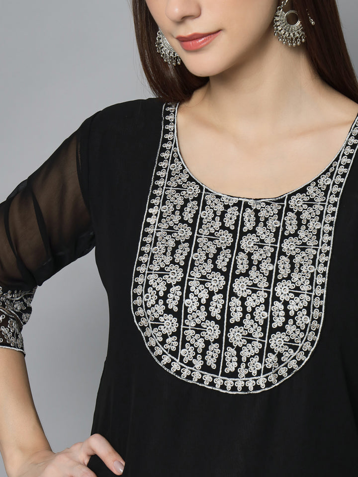 Stylish Georgette Long Kurti | Elegant Designer Embroidery