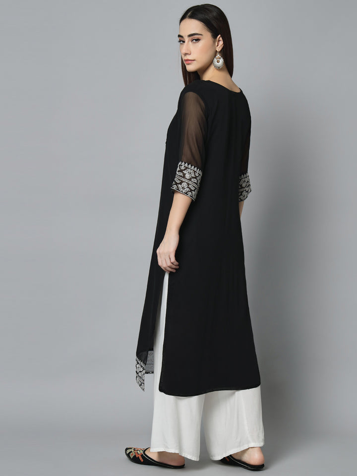 Stylish Georgette Long Kurti | Elegant Designer Embroidery