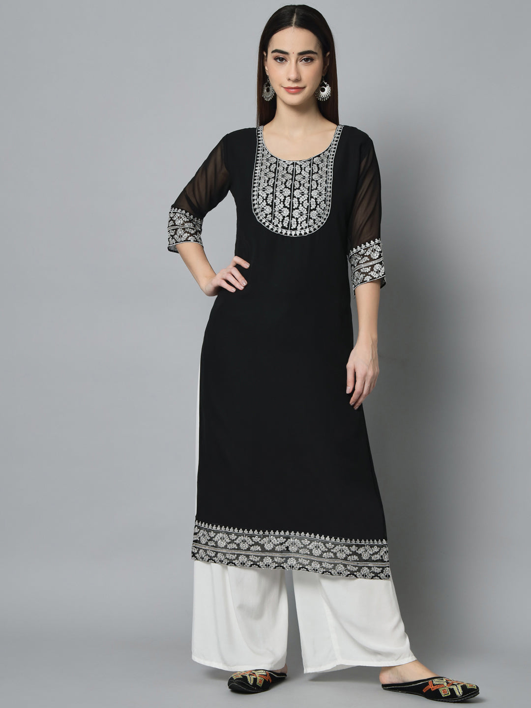 Stylish Georgette Long Kurti | Elegant Designer Embroidery