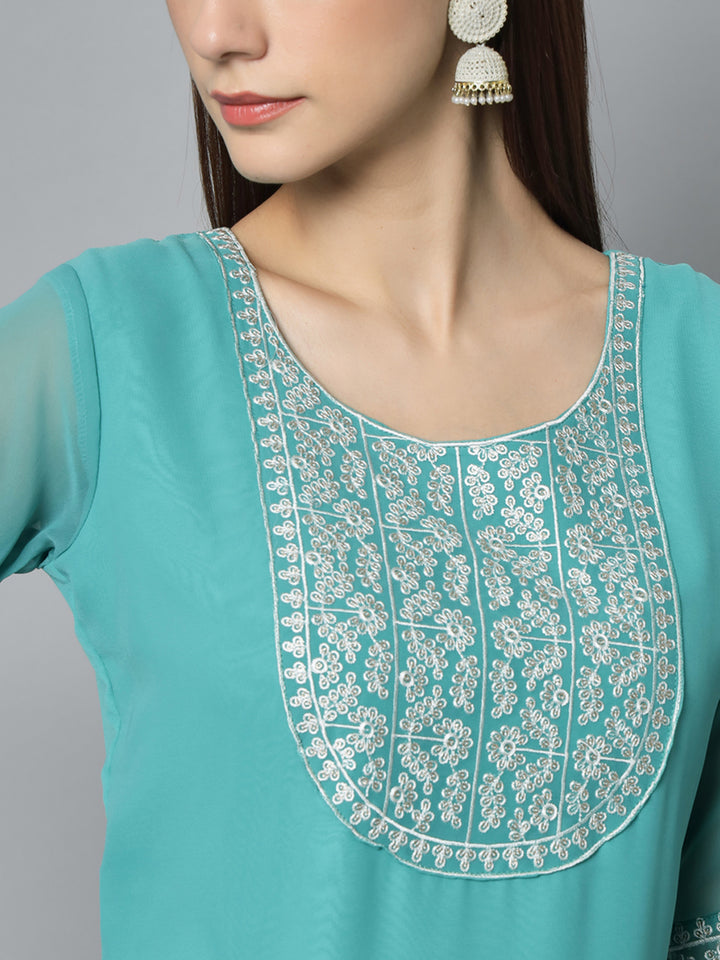 Stylish Georgette Long Kurti | Elegant Designer Embroidery