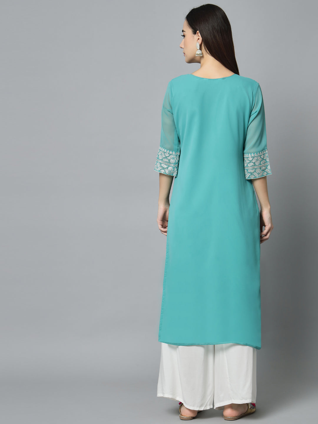 Stylish Georgette Long Kurti | Elegant Designer Embroidery