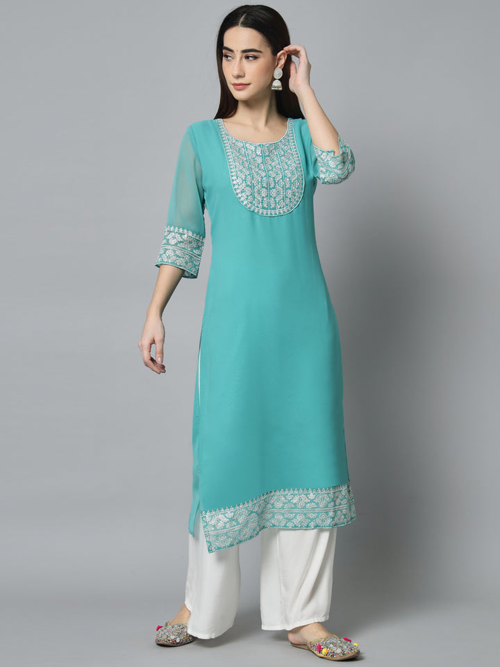 Stylish Georgette Long Kurti | Elegant Designer Embroidery