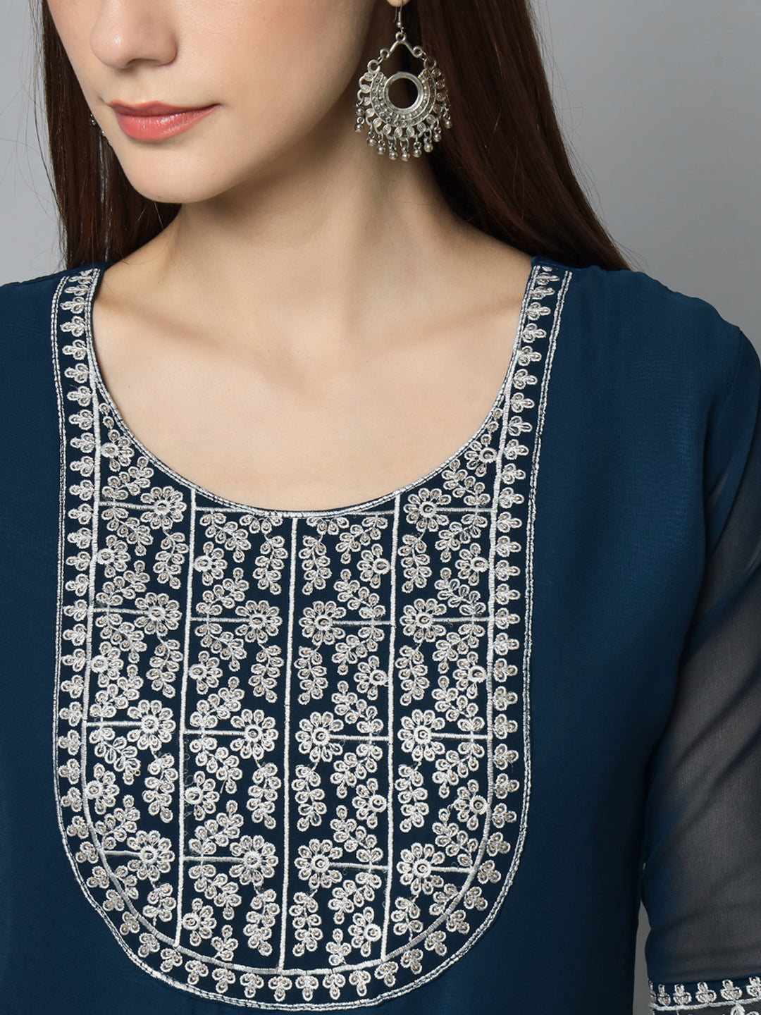 Stylish Georgette Long Kurti | Elegant Designer Embroidery