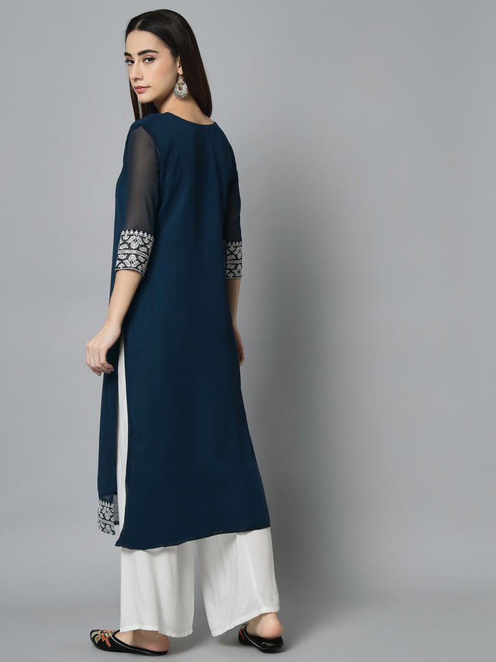 Stylish Georgette Long Kurti | Elegant Designer Embroidery