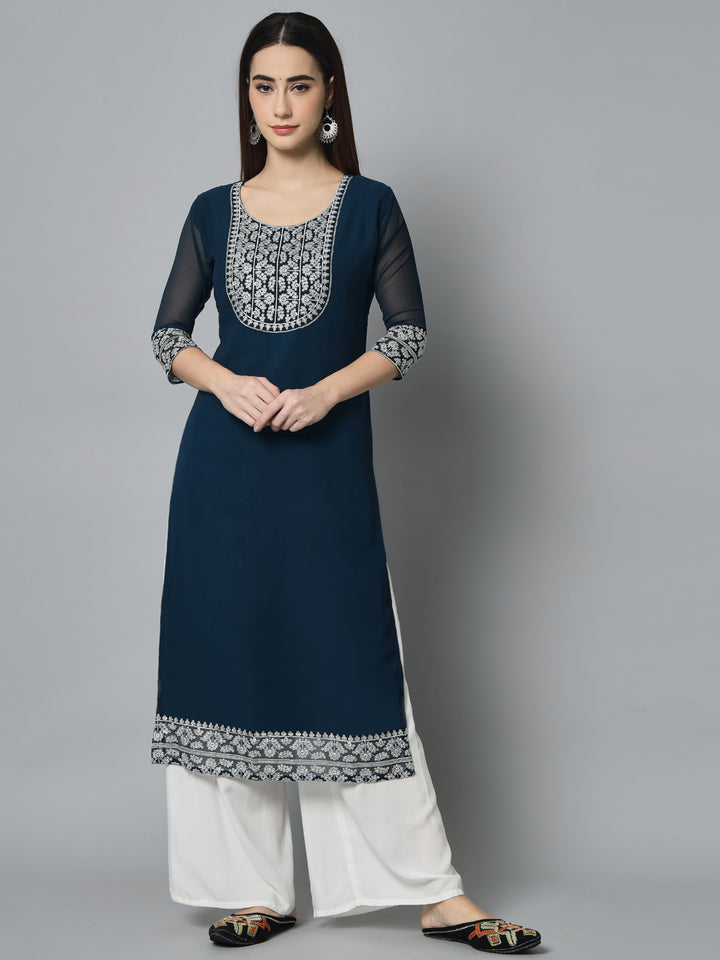Stylish Georgette Long Kurti | Elegant Designer Embroidery