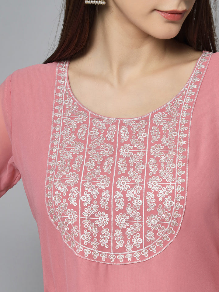 Stylish Georgette Long Kurti | Elegant Designer Embroidery
