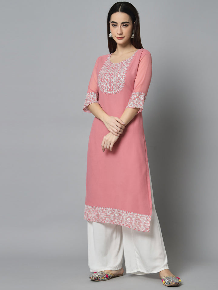 Stylish Georgette Long Kurti | Elegant Designer Embroidery