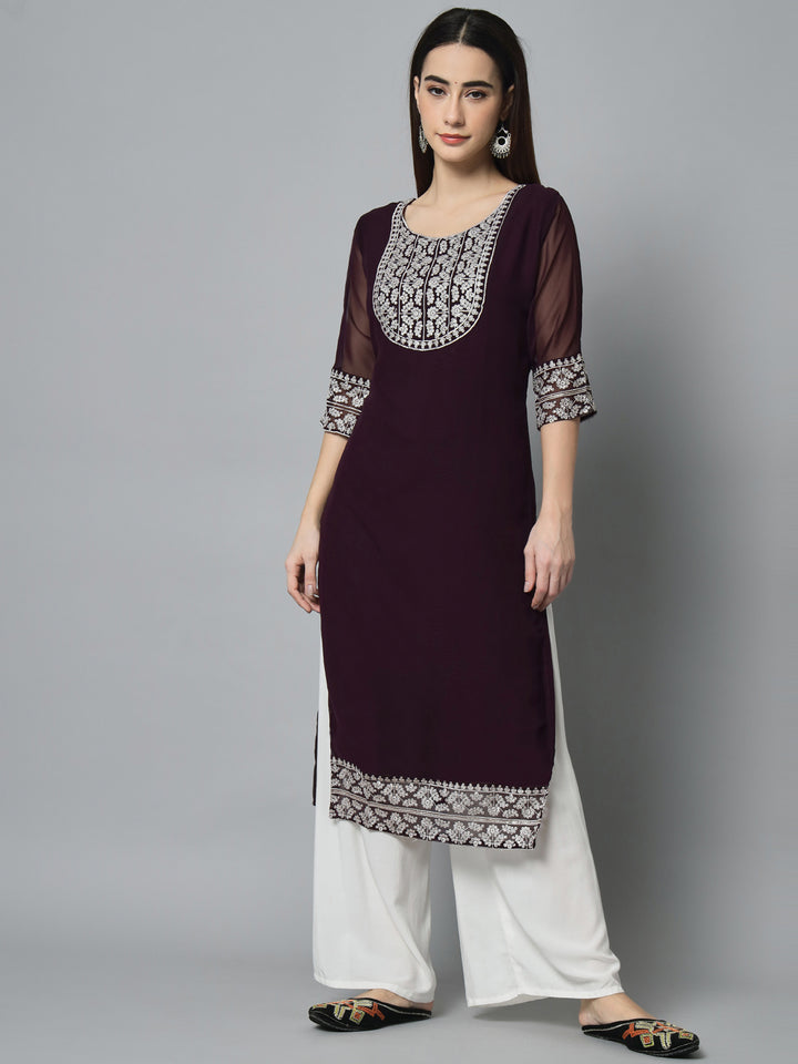 Stylish Georgette Long Kurti | Elegant Designer Embroidery