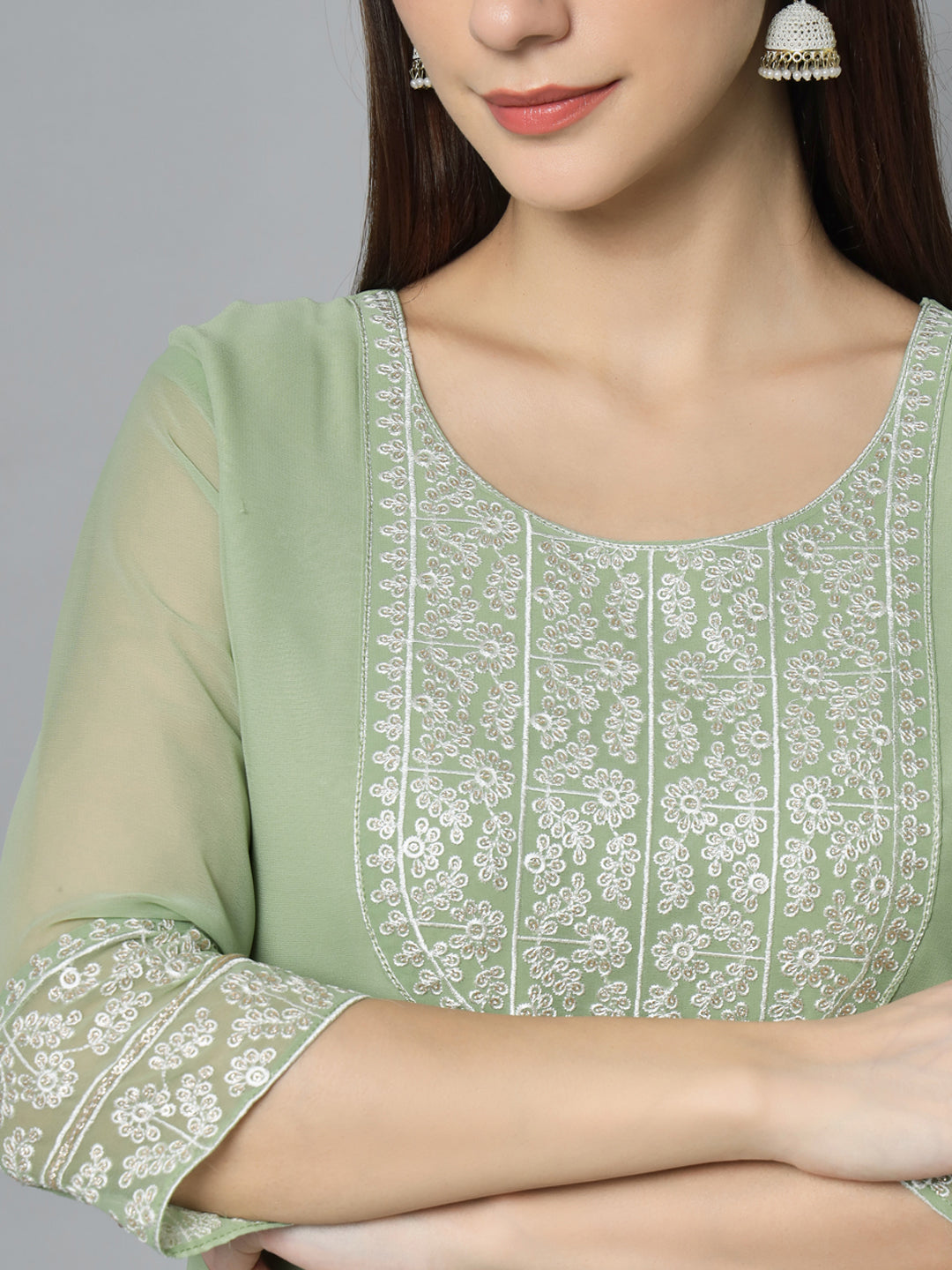 Stylish Georgette Long Kurti | Elegant Designer Embroidery