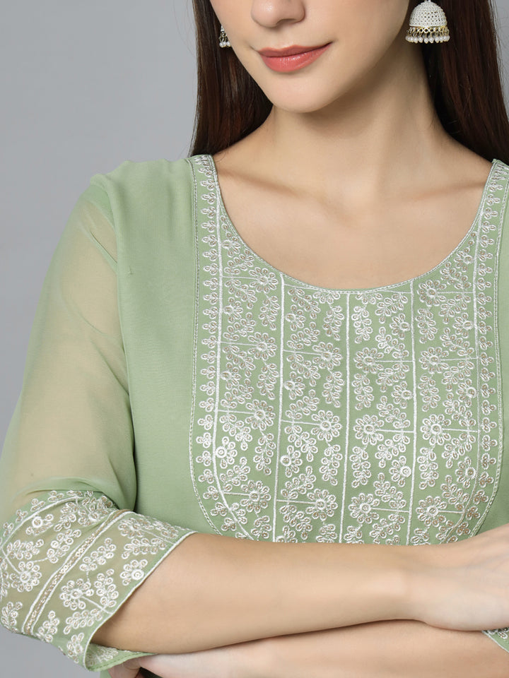 Stylish Georgette Long Kurti | Elegant Designer Embroidery