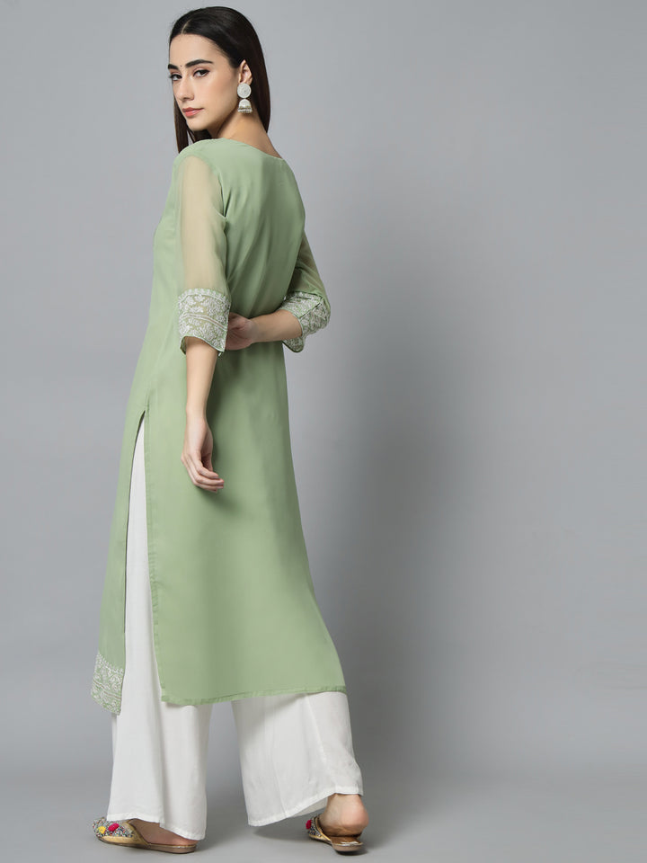 Stylish Georgette Long Kurti | Elegant Designer Embroidery