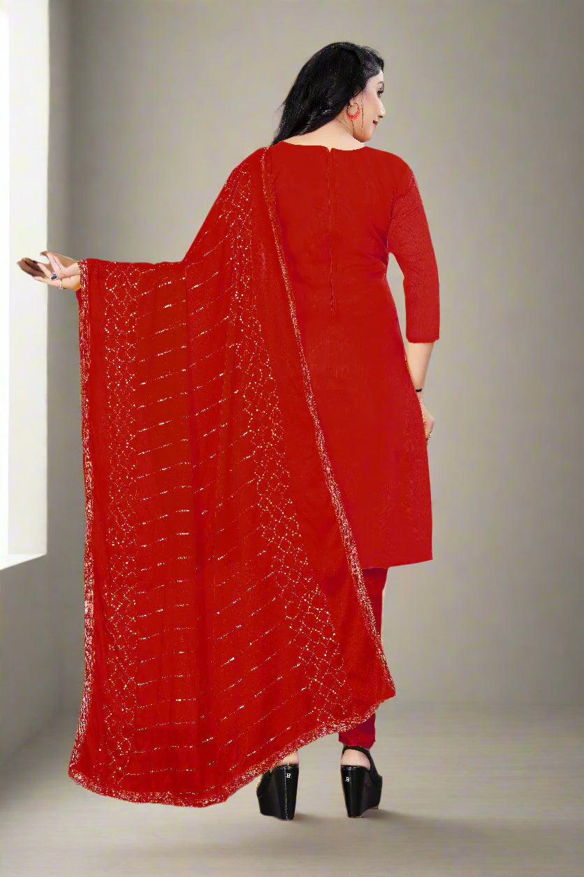 Elegant Chanderi Cotton Suit with Santoon Bottom | Perfect for Festive Looks