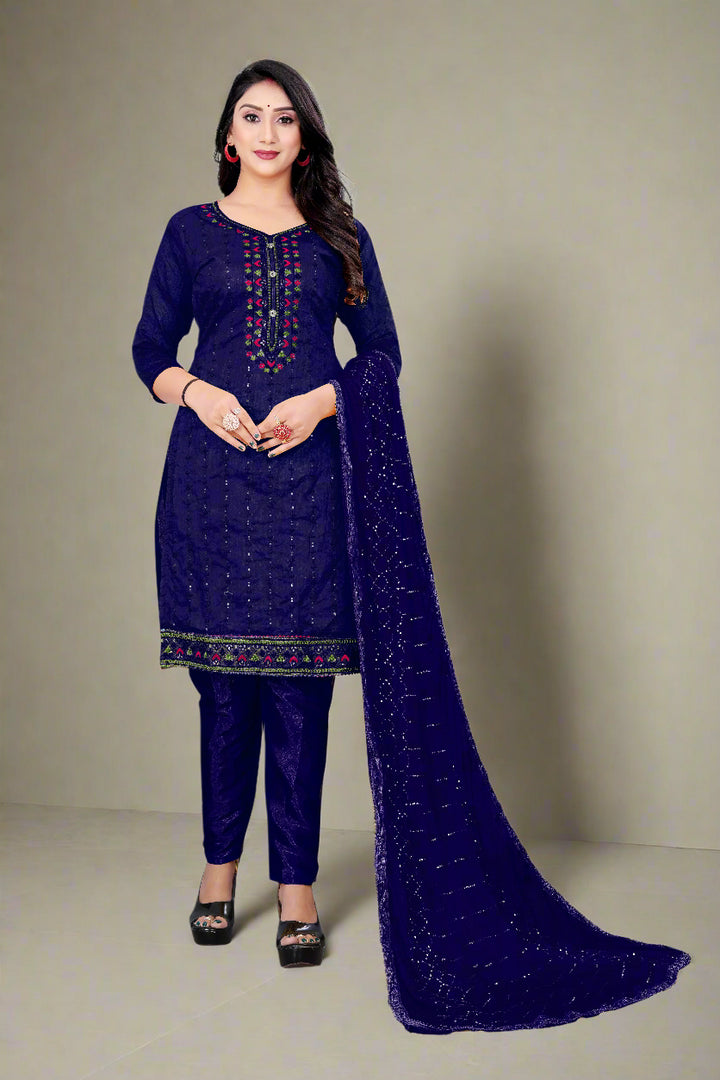 Elegant Chanderi Cotton Suit with Santoon Bottom | Perfect for Festive Looks