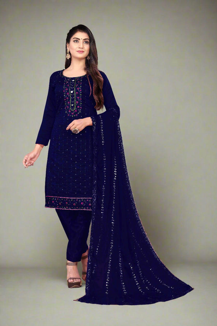 Elegant Chanderi Cotton Suit with Santoon Bottom | Perfect for Festive Looks