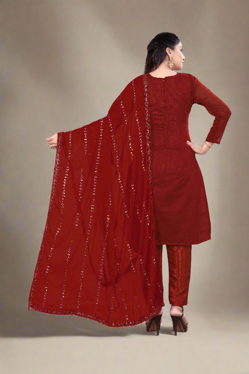 Elegant Chanderi Cotton Suit with Santoon Bottom | Perfect for Festive Looks