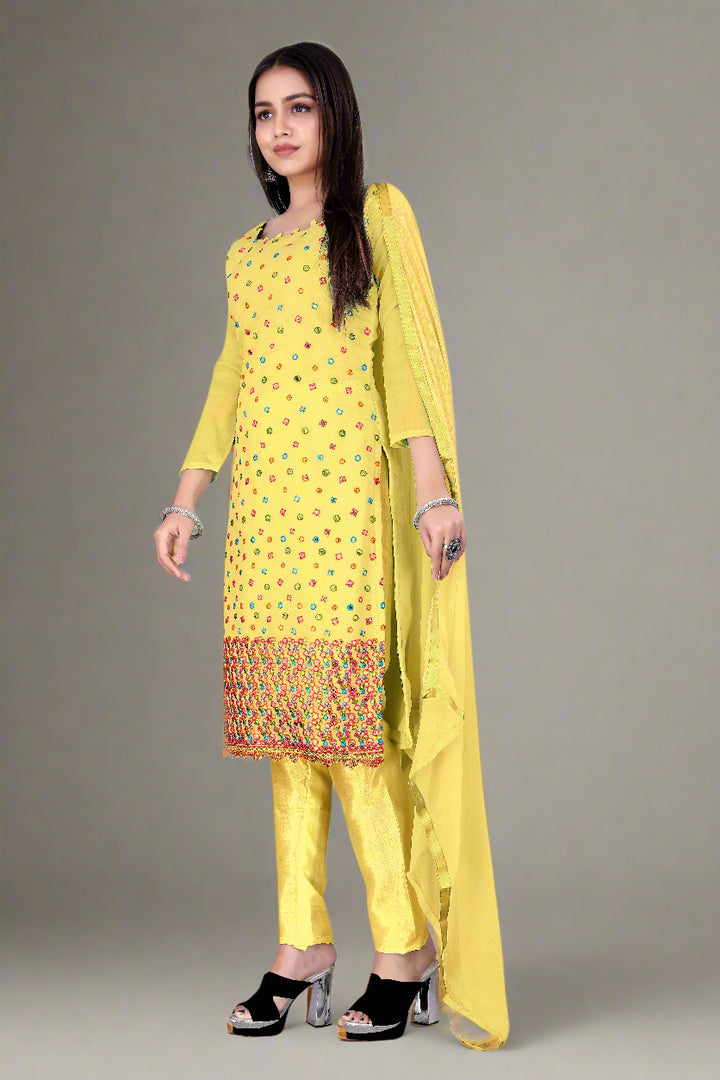 Stunning Chanderi Cotton Suit with Santoon Bottom | Perfect Ethnic Attire