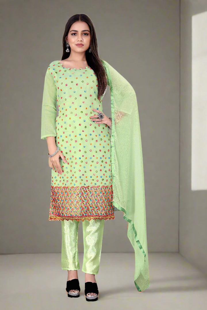 Stunning Chanderi Cotton Suit with Santoon Bottom | Perfect Ethnic Attire