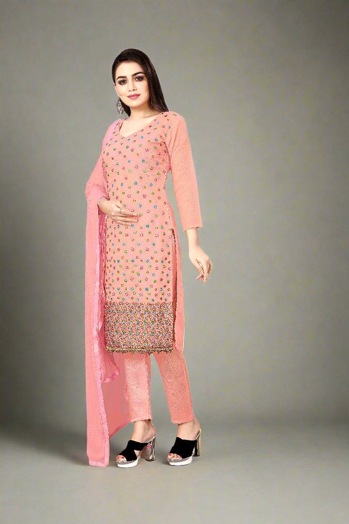 Stunning Chanderi Cotton Suit with Santoon Bottom | Perfect Ethnic Attire