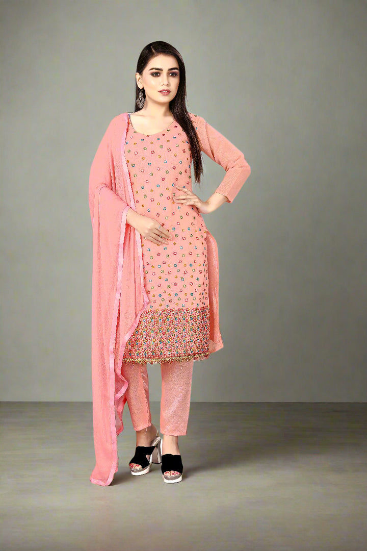 Stunning Chanderi Cotton Suit with Santoon Bottom | Perfect Ethnic Attire