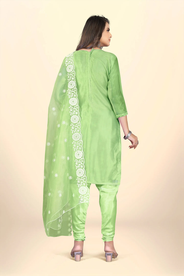 Elegant Organza Suit with Santoon Bottom | Designer Thread Embroidery Work