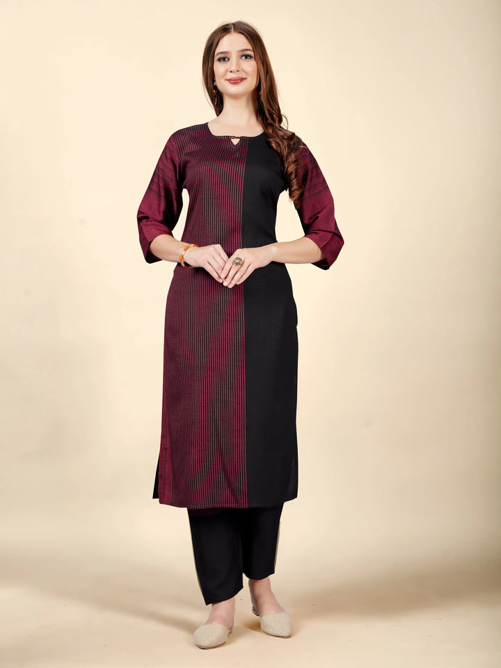 Designer Pink Kurti Set | Wevon Work Cotton Rayon for Women
