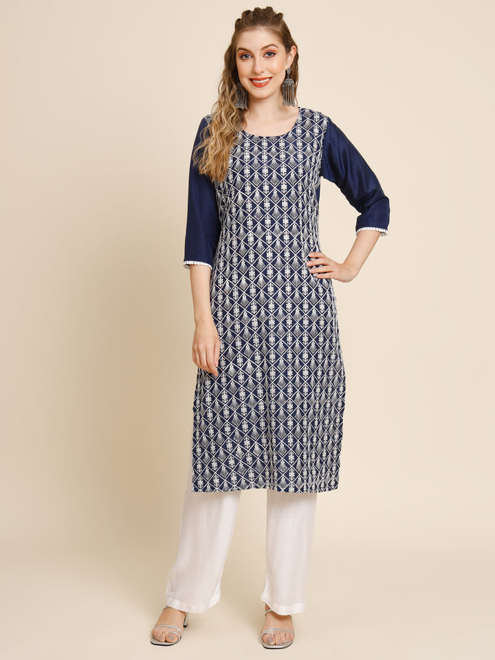 Stunning Georgette Kurti | Designer Thread Embroidery for Women