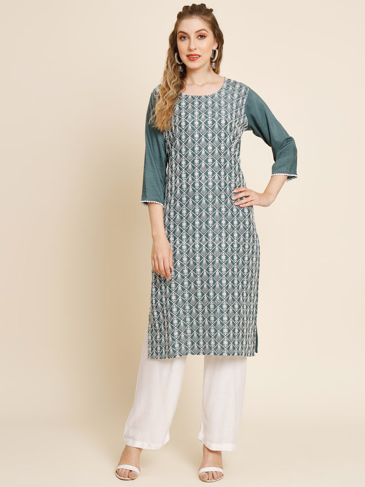 Stunning Georgette Kurti | Designer Thread Embroidery for Women