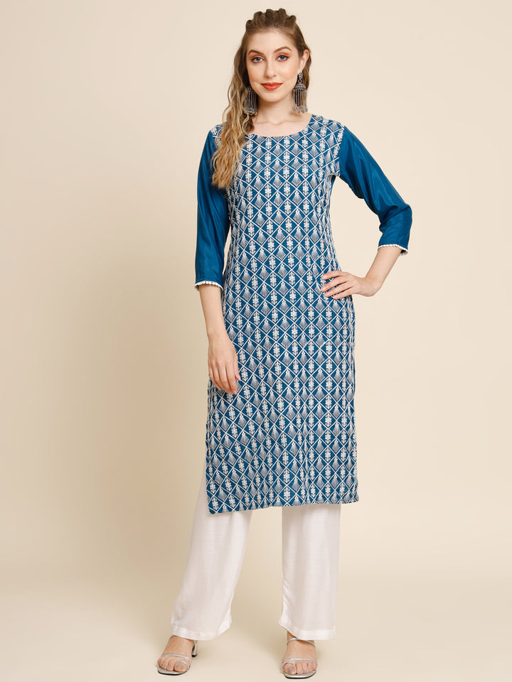 Stunning Georgette Kurti | Designer Thread Embroidery for Women