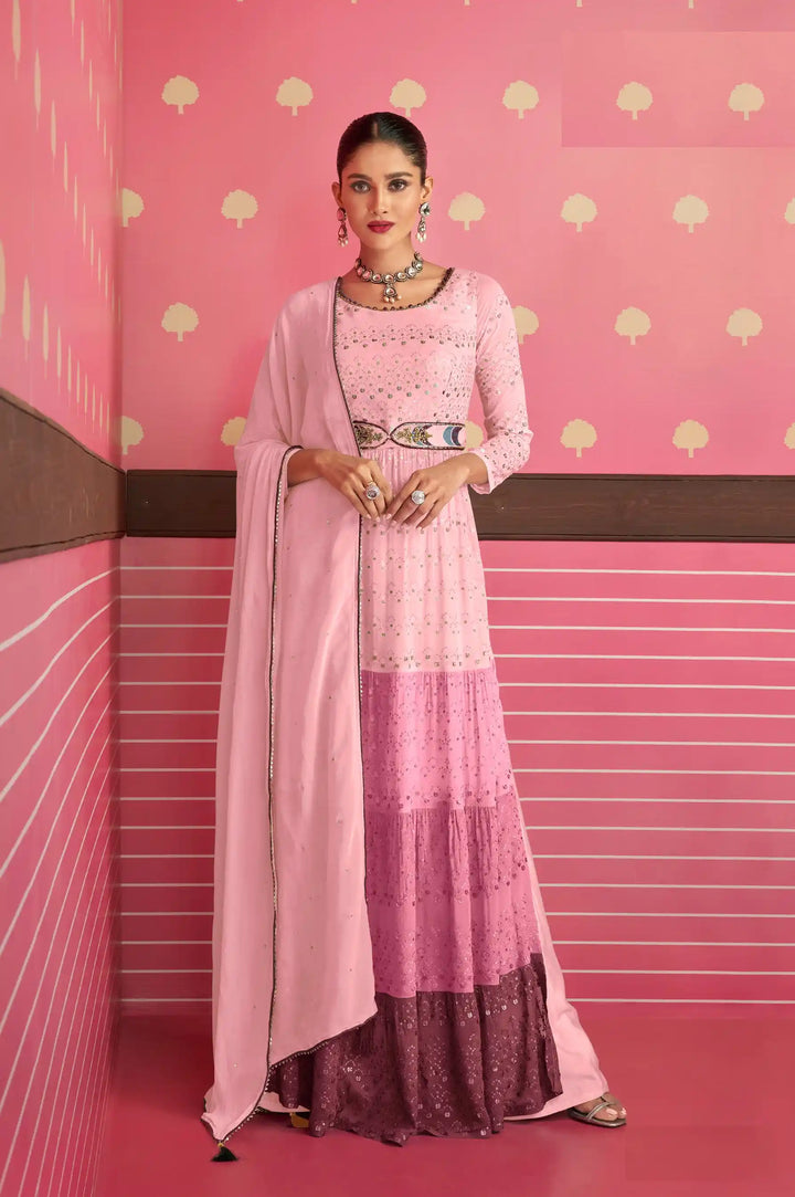 Georgette Nyra Cut Salwar Suit | Heavy Thread & Sequins Work