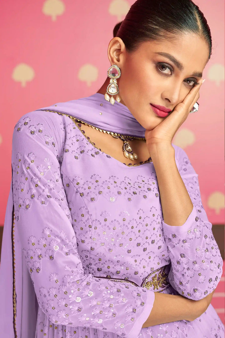 Georgette Nyra Cut Salwar Suit | Heavy Thread & Sequins Work