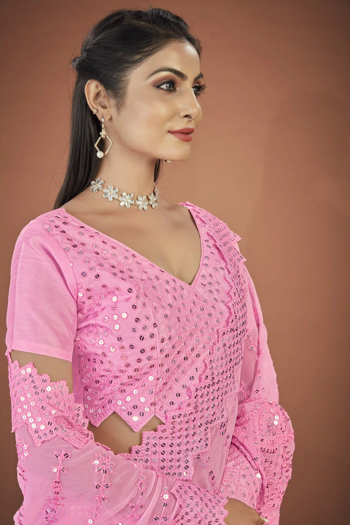 Elegant Georgette Saree with Thread and Sequin Embroidery | Special Occasion