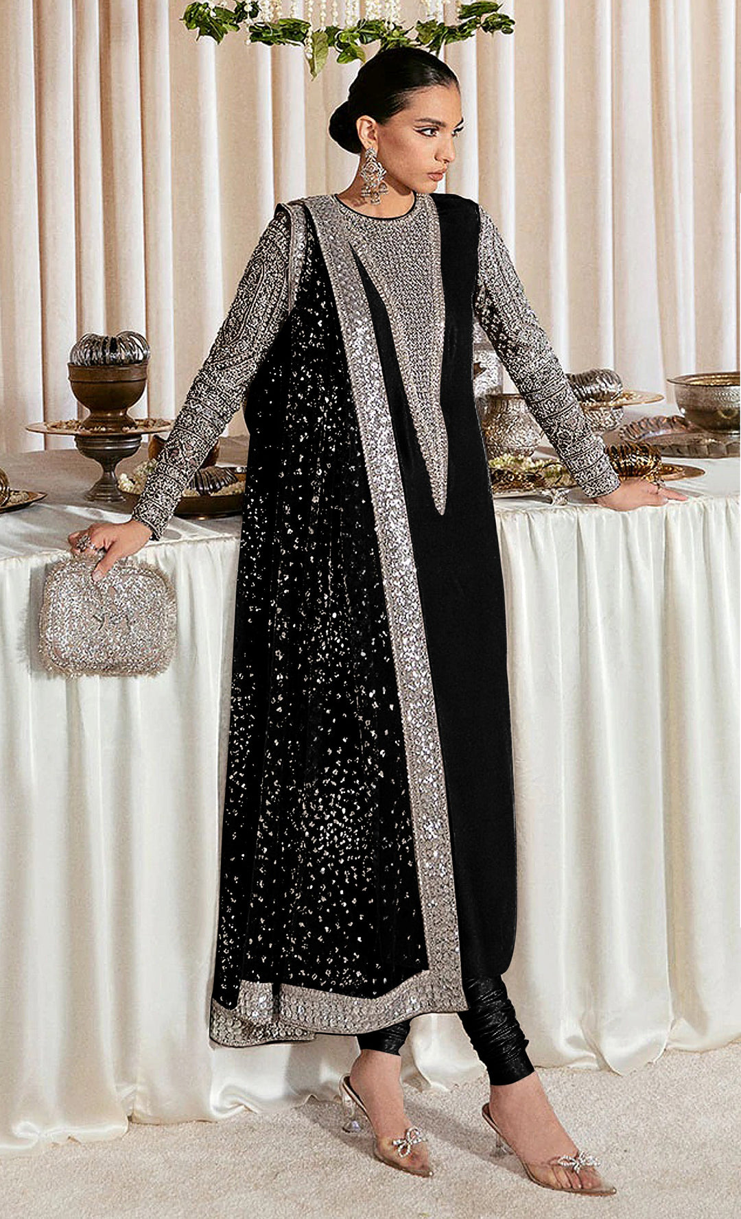 Festive Salwar Kameez | Faux Georgette Suit with Stylish Koti & Embroidery