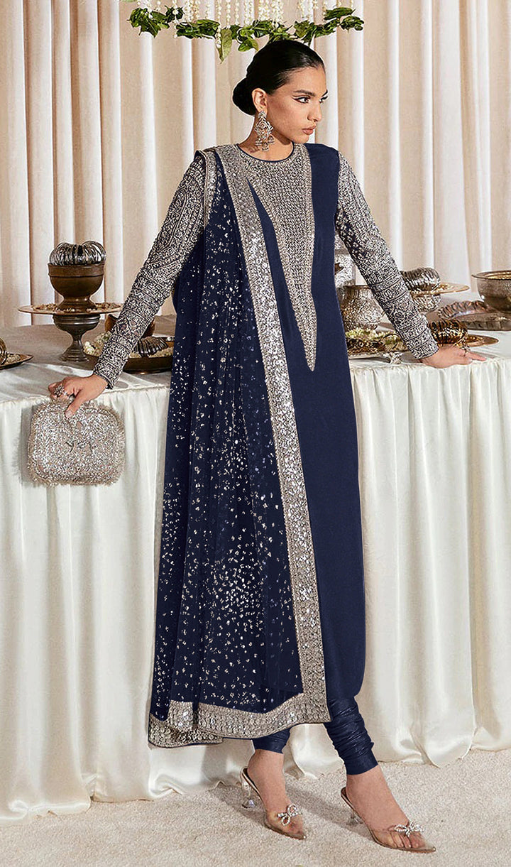 Festive Salwar Kameez | Faux Georgette Suit with Stylish Koti & Embroidery