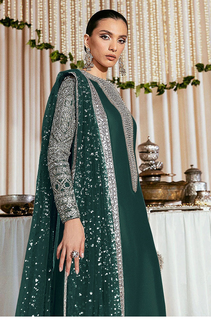 Festive Salwar Kameez | Faux Georgette Suit with Stylish Koti & Embroidery