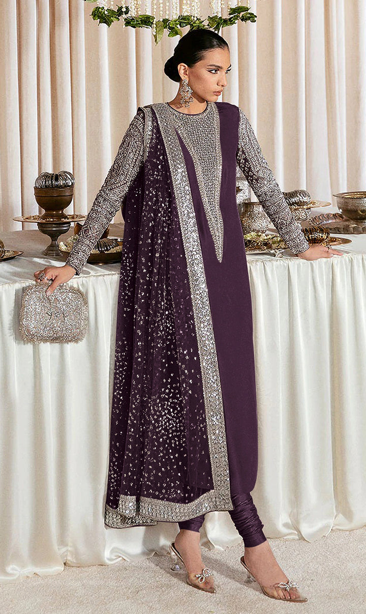 Festive Salwar Kameez | Faux Georgette Suit with Stylish Koti & Embroidery