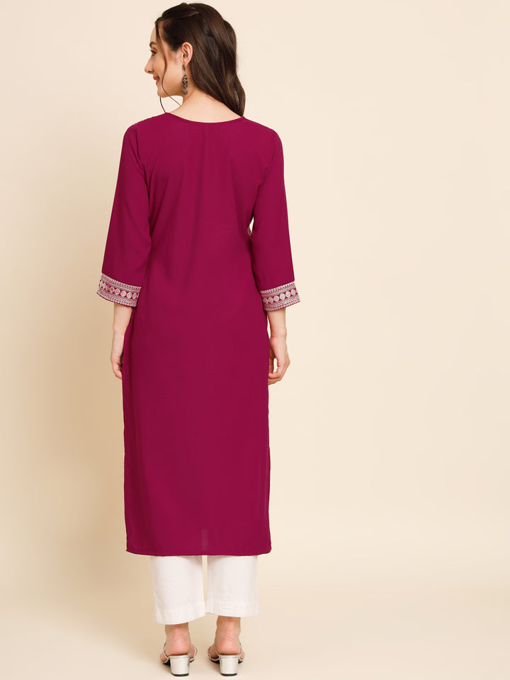 Premium Butter Crepe Long Kurti | Indian Style | Stunning Thread Embroidery