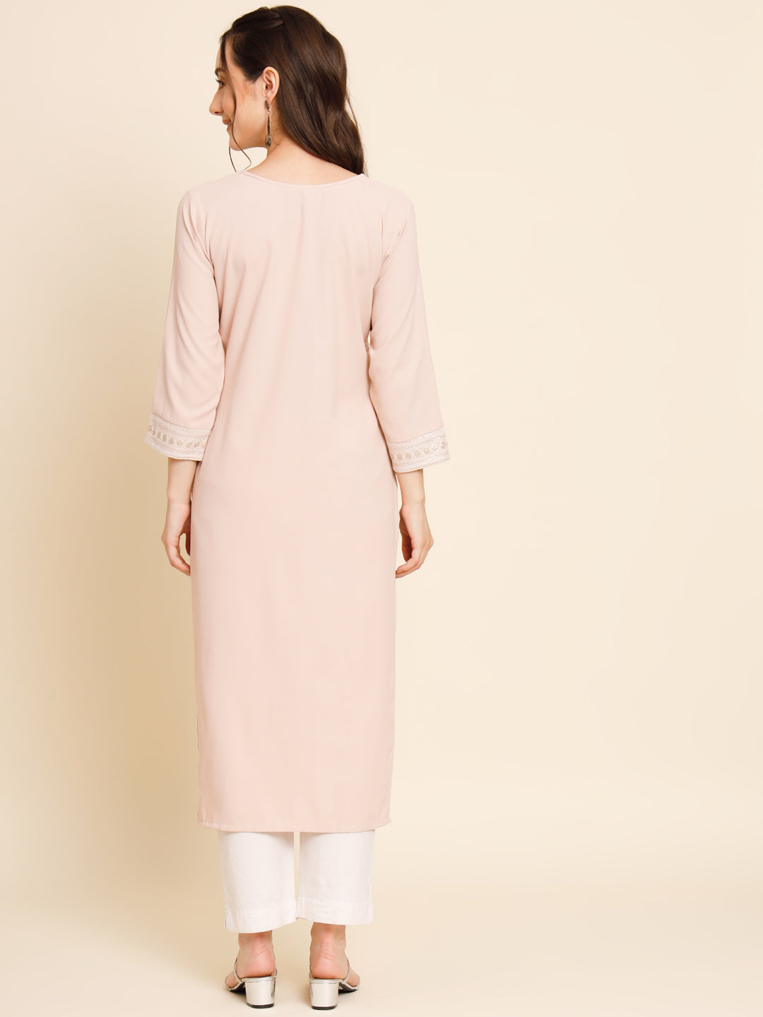 Premium Butter Crepe Long Kurti | Indian Style | Stunning Thread Embroidery