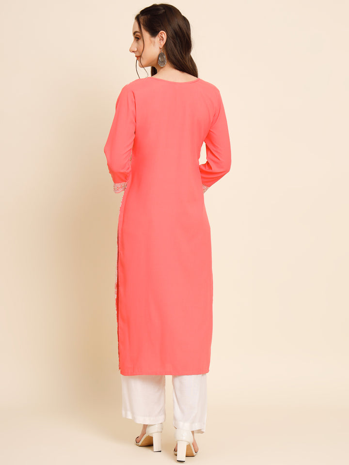 Premium Butter Crepe Long Kurti | Indian Style | Stunning Thread Embroidery