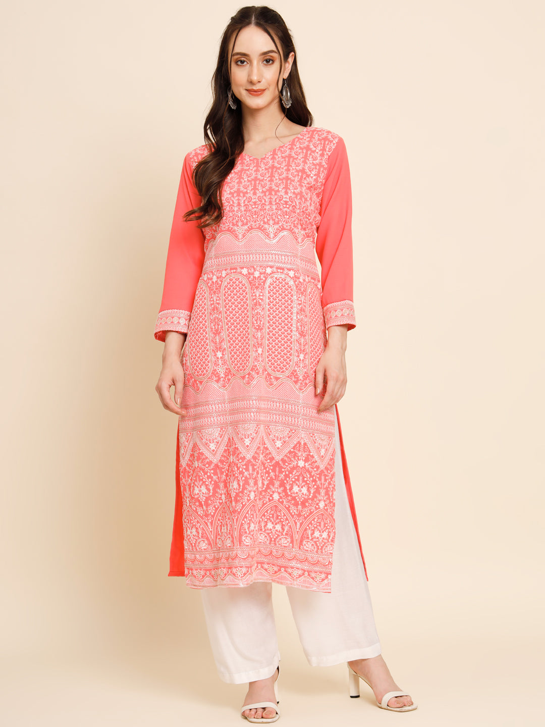 Premium Butter Crepe Long Kurti | Indian Style | Stunning Thread Embroidery