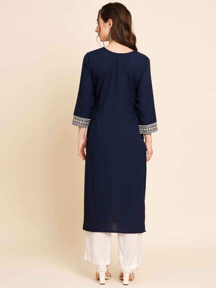 Premium Butter Crepe Long Kurti | Indian Style | Stunning Thread Embroidery