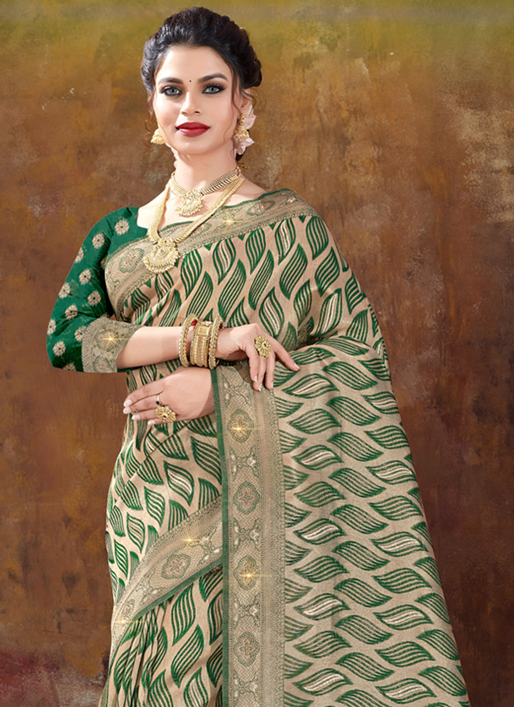 Designer Embroidered Saree | Heavy Weave Organza Partywear Saree for Women