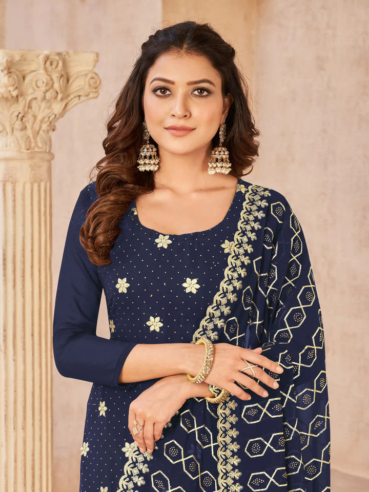 Georgette Salwar Kameez with Heavy Designer Embroidery | Full Sleeve Traditional Wear