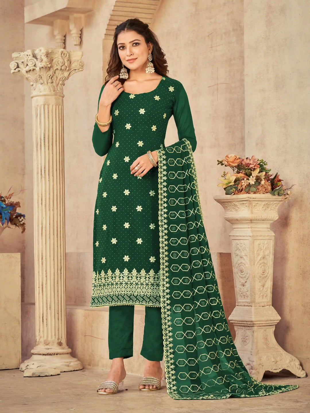Georgette Salwar Kameez with Heavy Designer Embroidery | Full Sleeve Traditional Wear