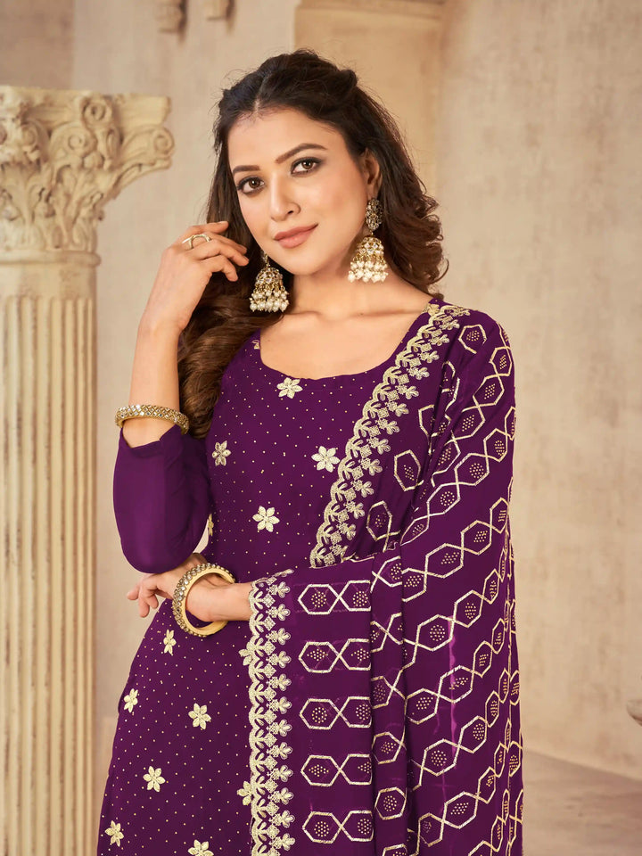 Georgette Salwar Kameez with Heavy Designer Embroidery | Full Sleeve Traditional Wear