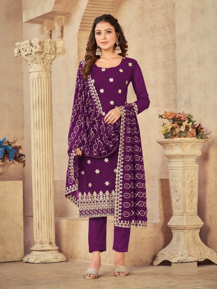 Georgette Salwar Kameez with Heavy Designer Embroidery | Full Sleeve Traditional Wear