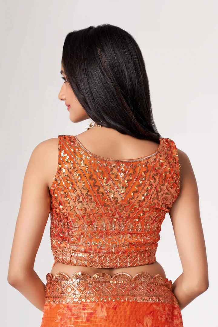Designer Saree Organza | Digital Printed & Sequins Embroidery for Parties