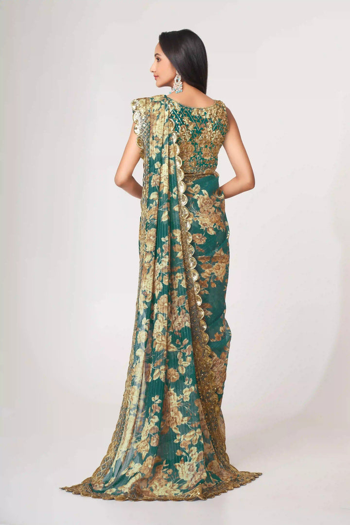 Designer Saree Organza | Digital Printed & Sequins Embroidery for Parties